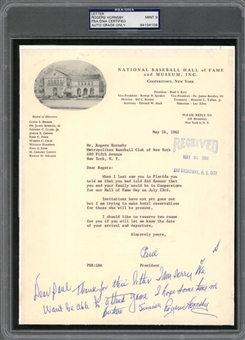 1962 Rogers Hornsby Signed Handwritten Response To Letter From Baseball Hall of Fame President Paul Kerr (PSA/DNA MINT 9)